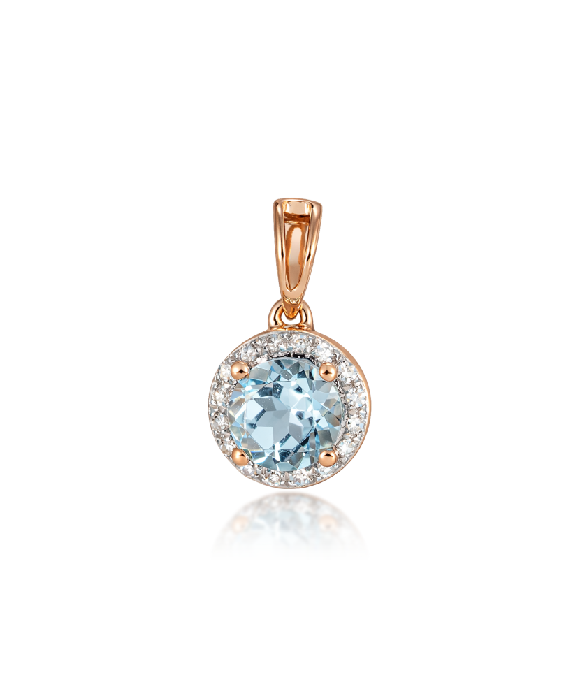 Gold pendant with topaz and diamonds
