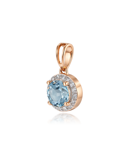 Gold pendant with topaz and diamonds