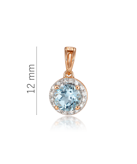 Gold pendant with topaz and diamonds