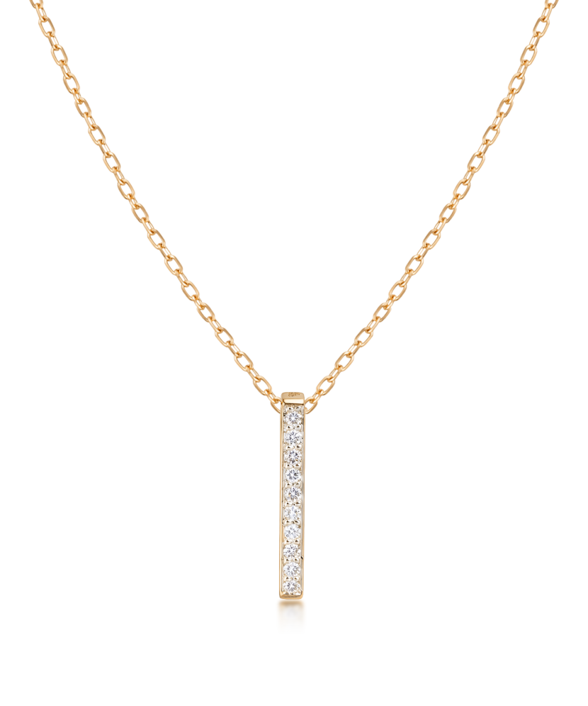 Yellow gold chain with pearl and diamond pendant