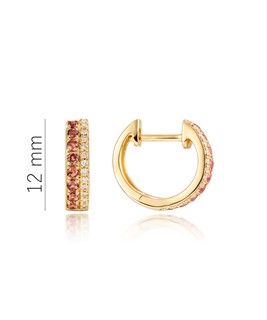 Yellow gold earrings with orange sapphires and diamonds