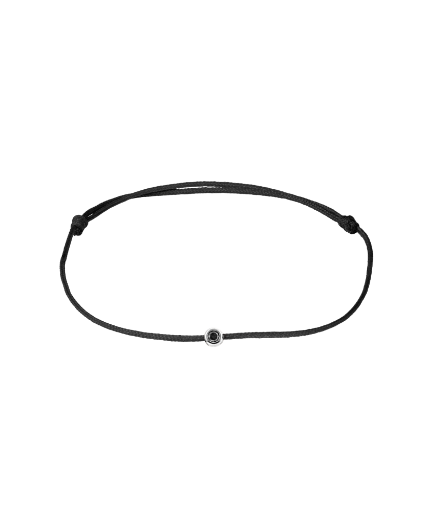 Black string bracelet with black diamond and white gold