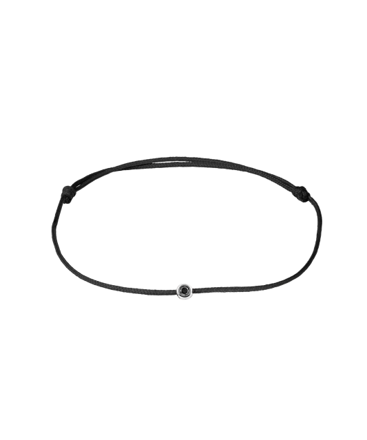 Black string bracelet with black diamond and white gold
