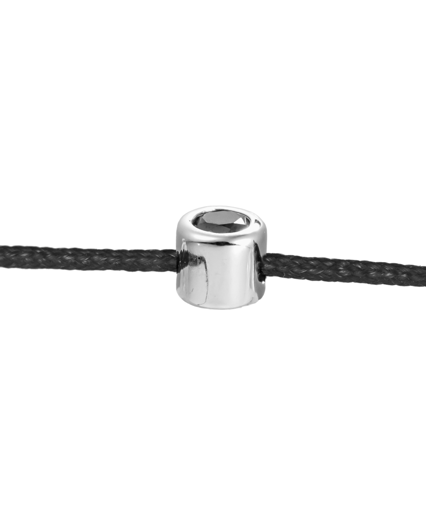 Black string bracelet with black diamond and white gold