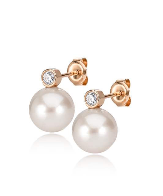 Gold earrings with pearls and diamonds