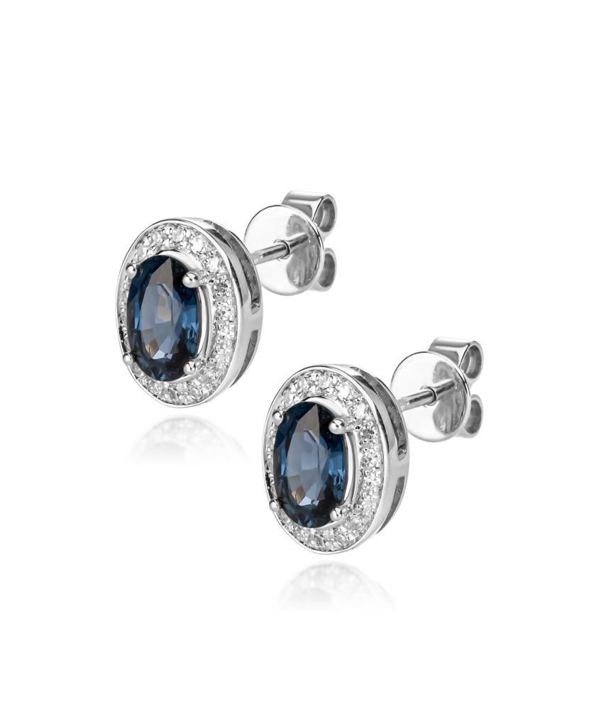 White gold earrings with sapphires and diamonds