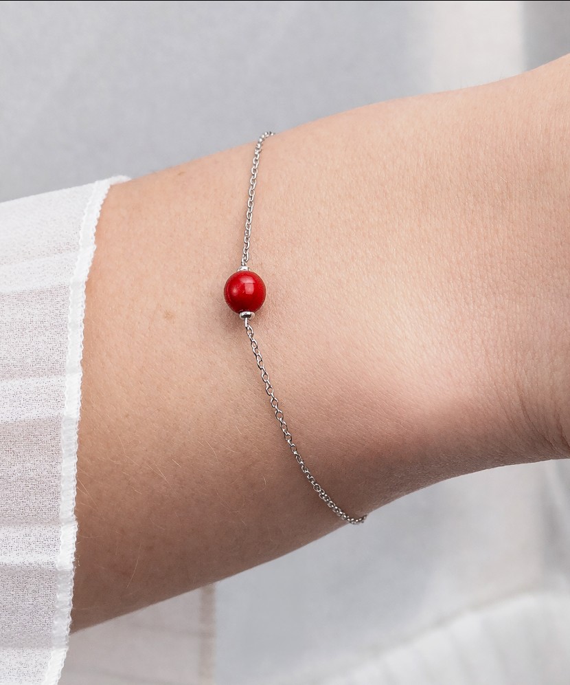 Sterling Silver bracelet with coral