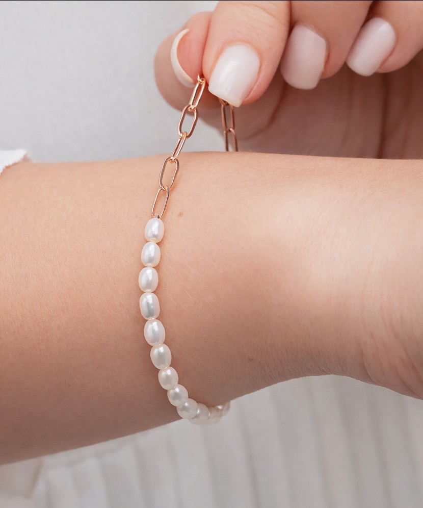 Gilded Sterling silver bracelet with pearls