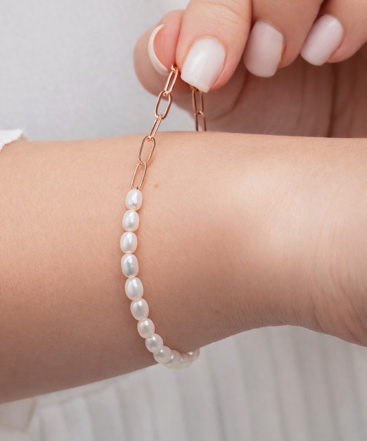 Gilded Sterling silver bracelet with pearls