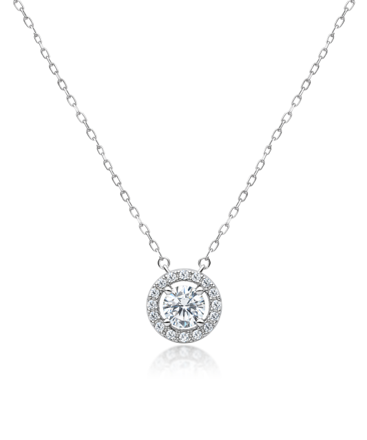 Silver chain with zircon pendant