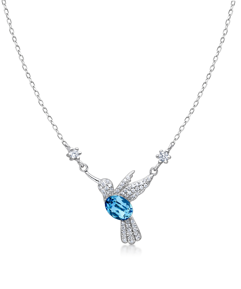 Silver chain with zircon pendant