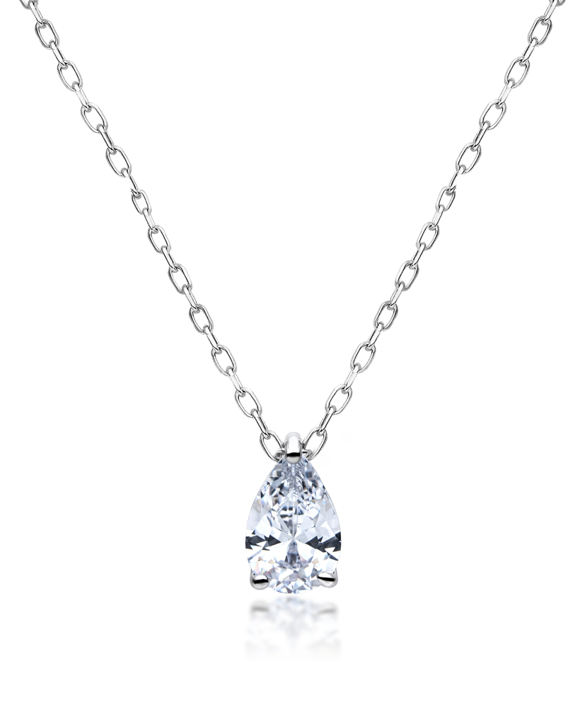 Silver chain with zircon pendant