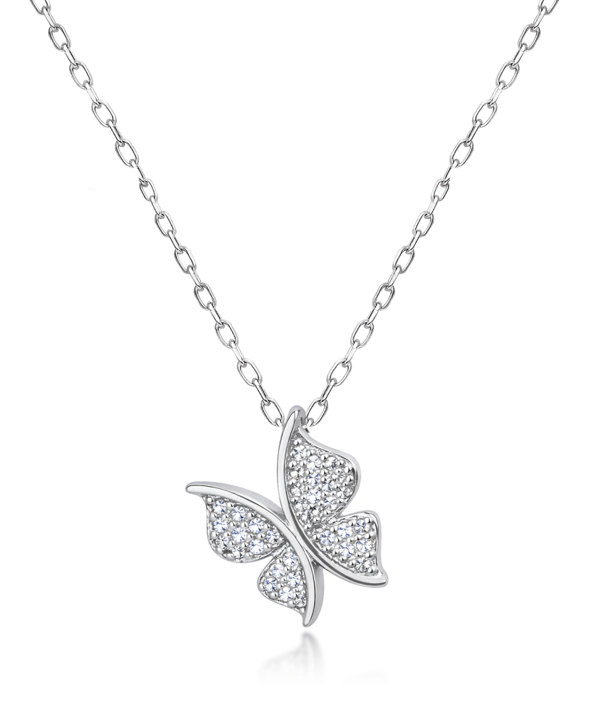 Silver chain with zircon pendant "Butterfly"