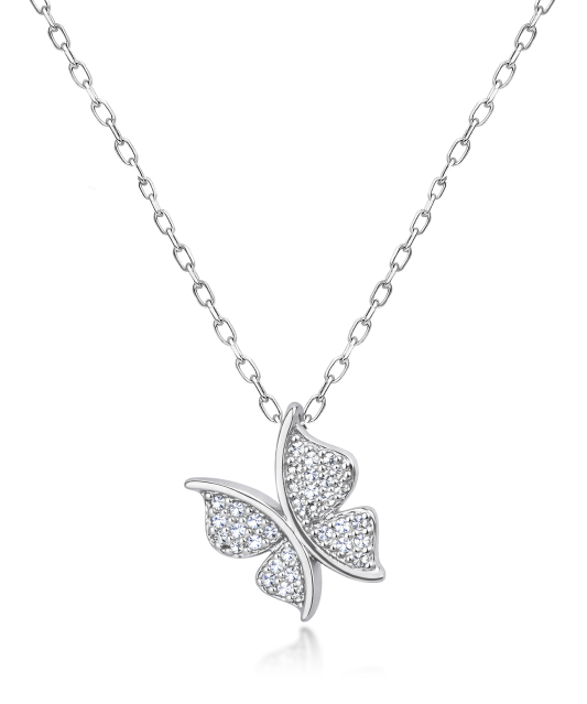 Silver chain with zircon pendant "Butterfly"