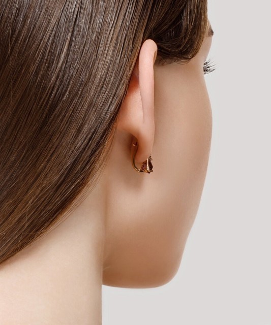 Gold earrings with sital and zircons