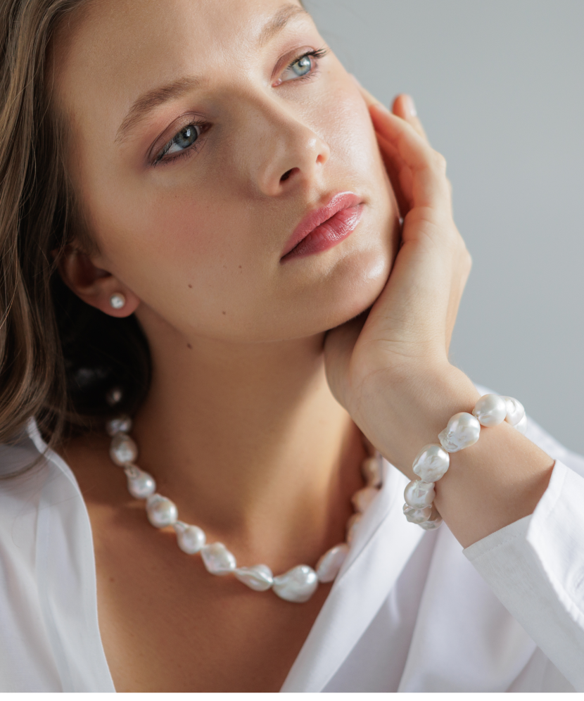 Bracelet with Kasumi pearls and silver