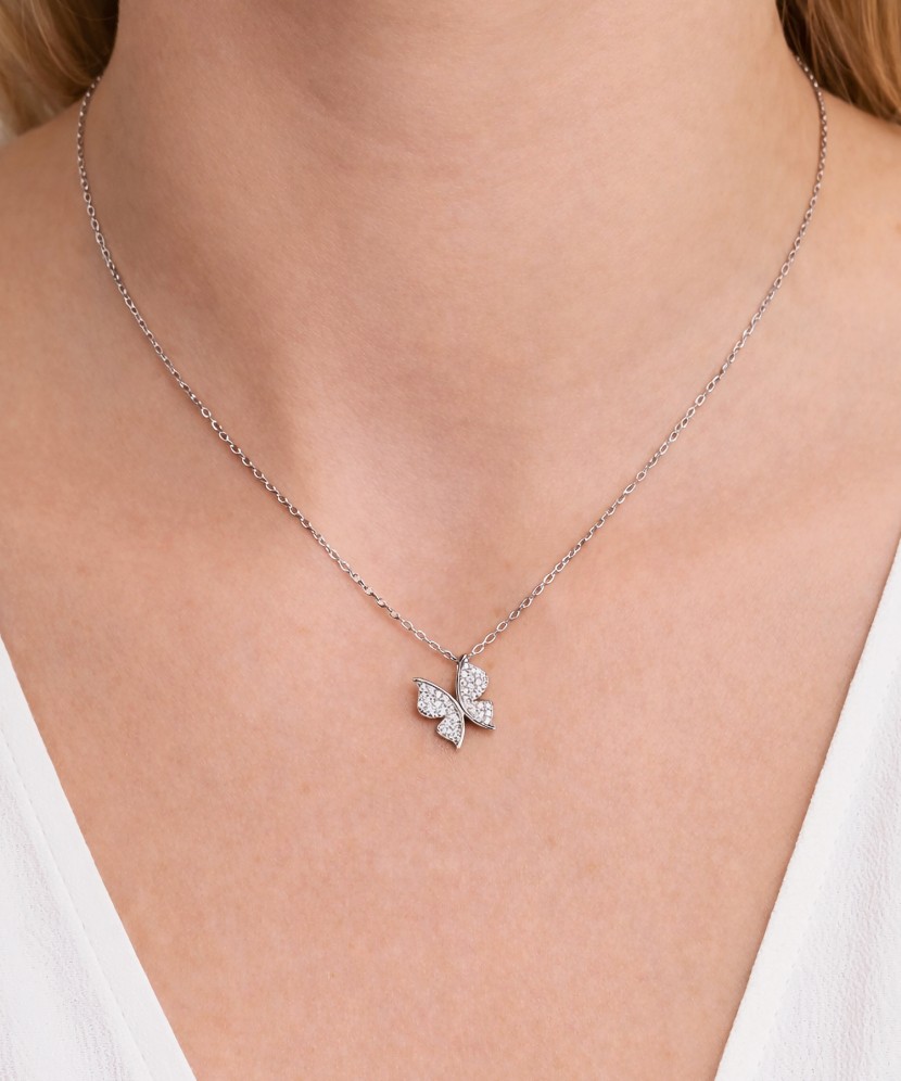 Hopeaketju zirkoniriipuksella "Perhonen"