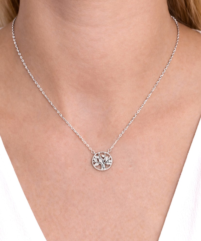 Silver chain with zircon pendant "Tree of Life"