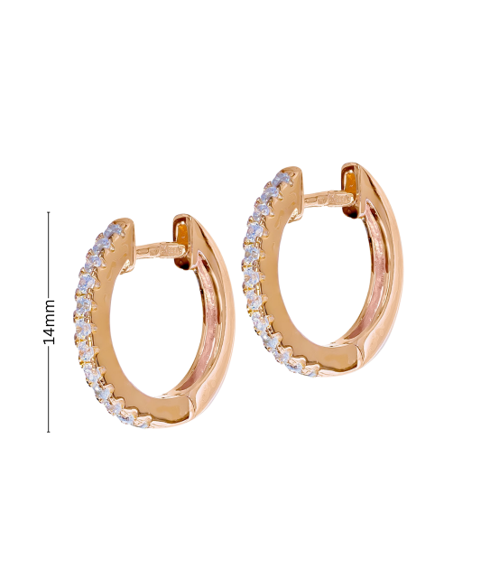 Gilded sterling silver earrings with zircons