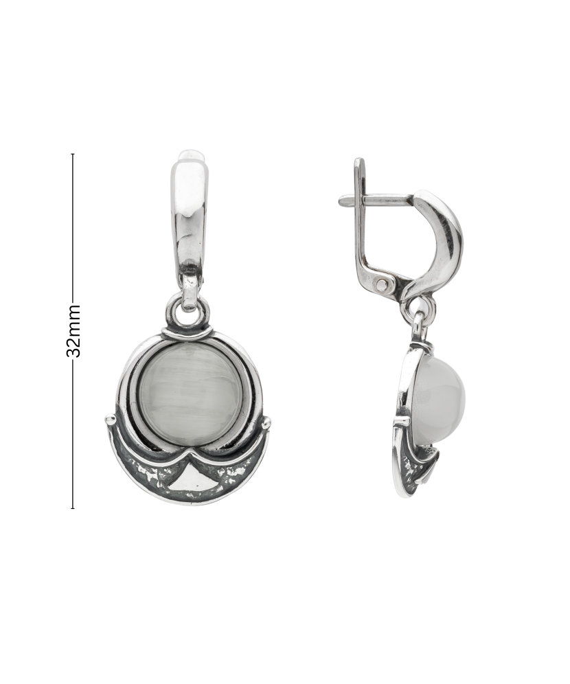 Sidabriniai auskarai su katės akies akmeniu  - Goldinga