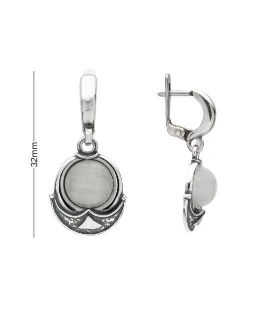 Sterling silver earrings with cats eye stone