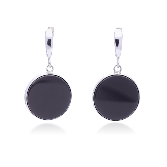 Sterling silver earrings with onyx 25mm