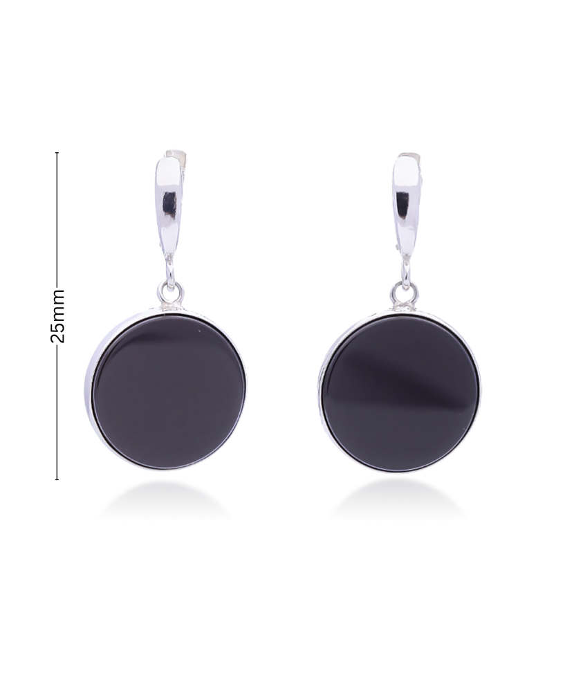 Sterling silver earrings with onyx 25mm