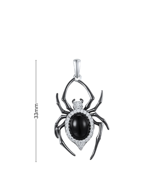 Sterling Silver pendant with agate and zircons "Spider"