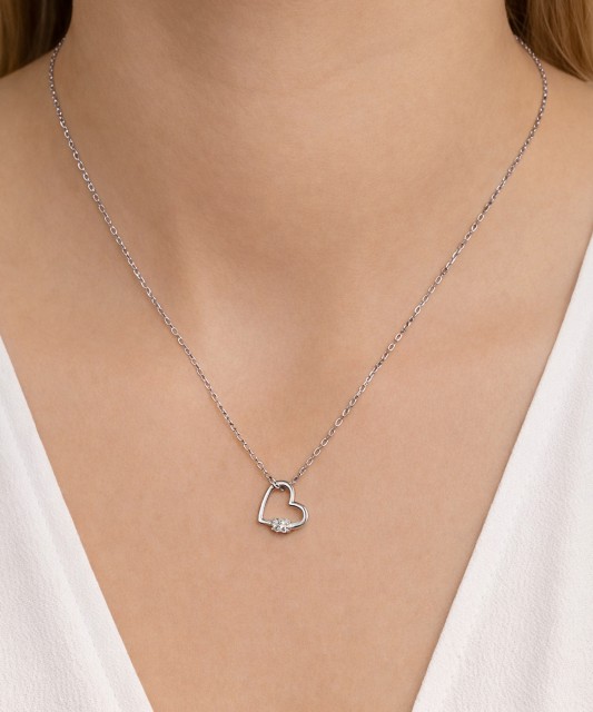 Sterling silver chain with zirconium pendant "heart"