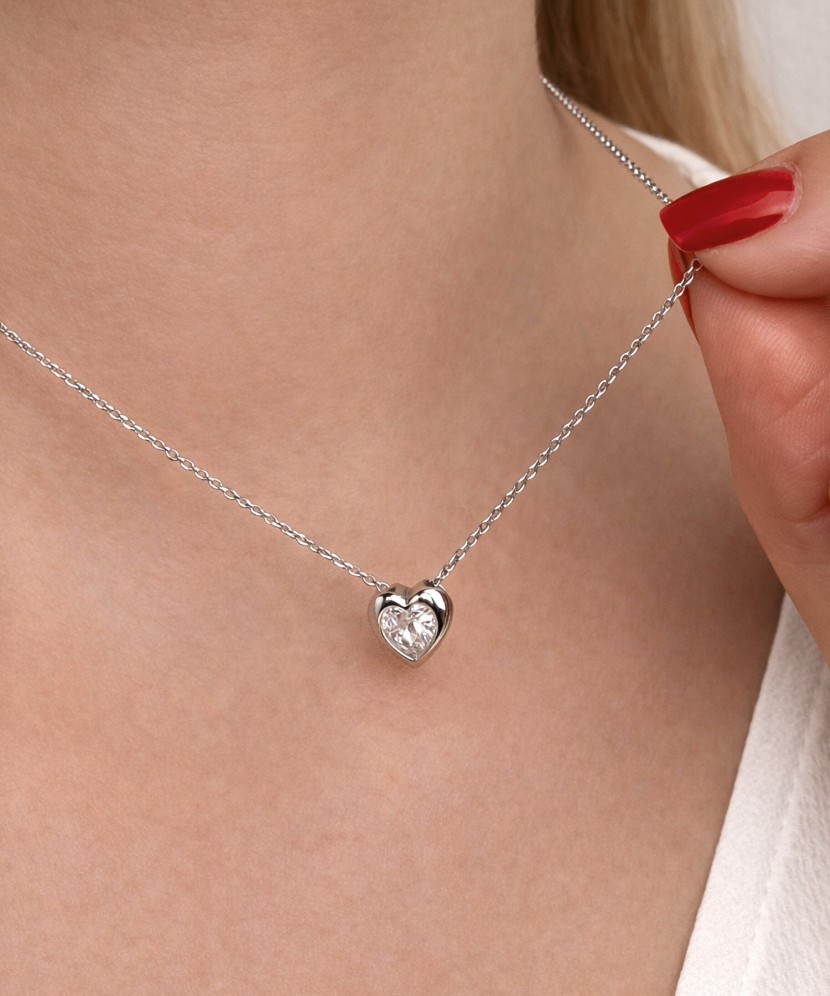 Sterling silver chain with zirconium pendant "heart"