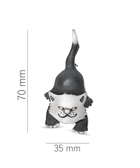 Sterling silver brooch with crystals "Cat"