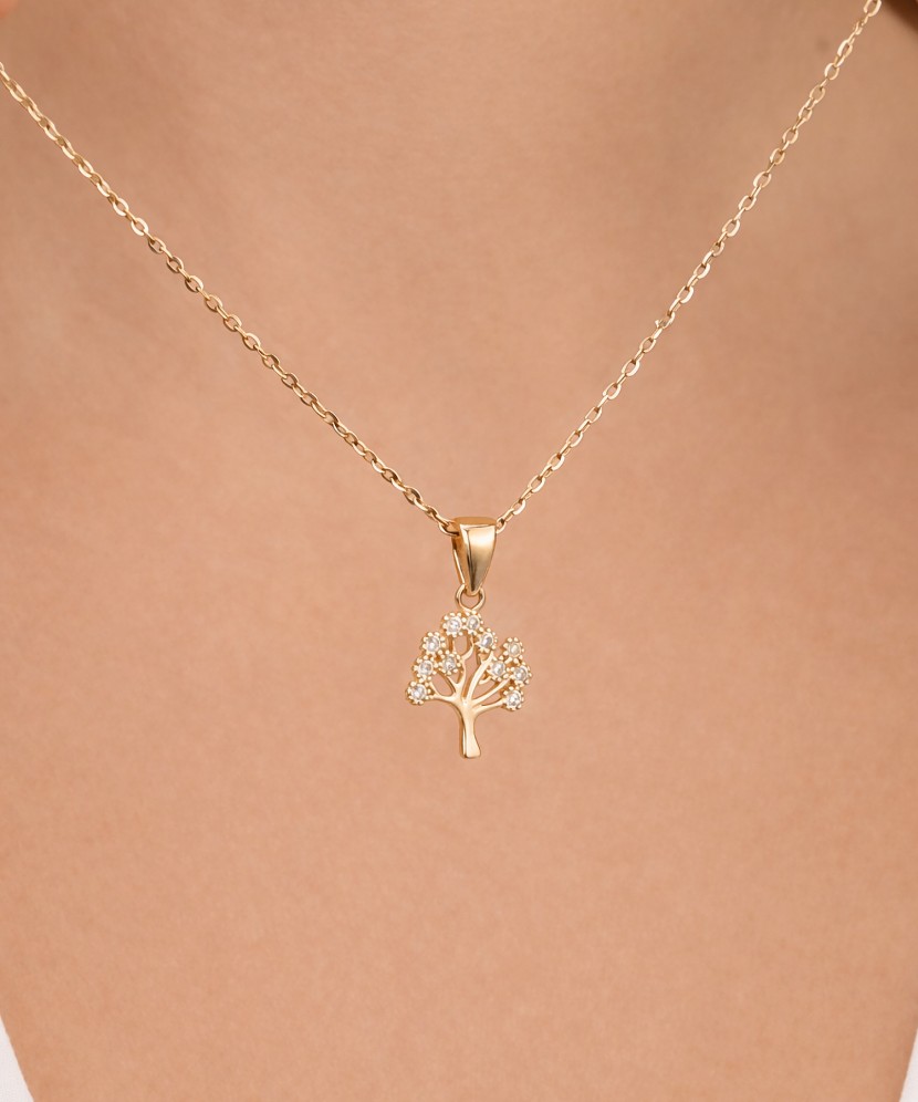 Yellow gold pendant with zircons "Tree of Life"