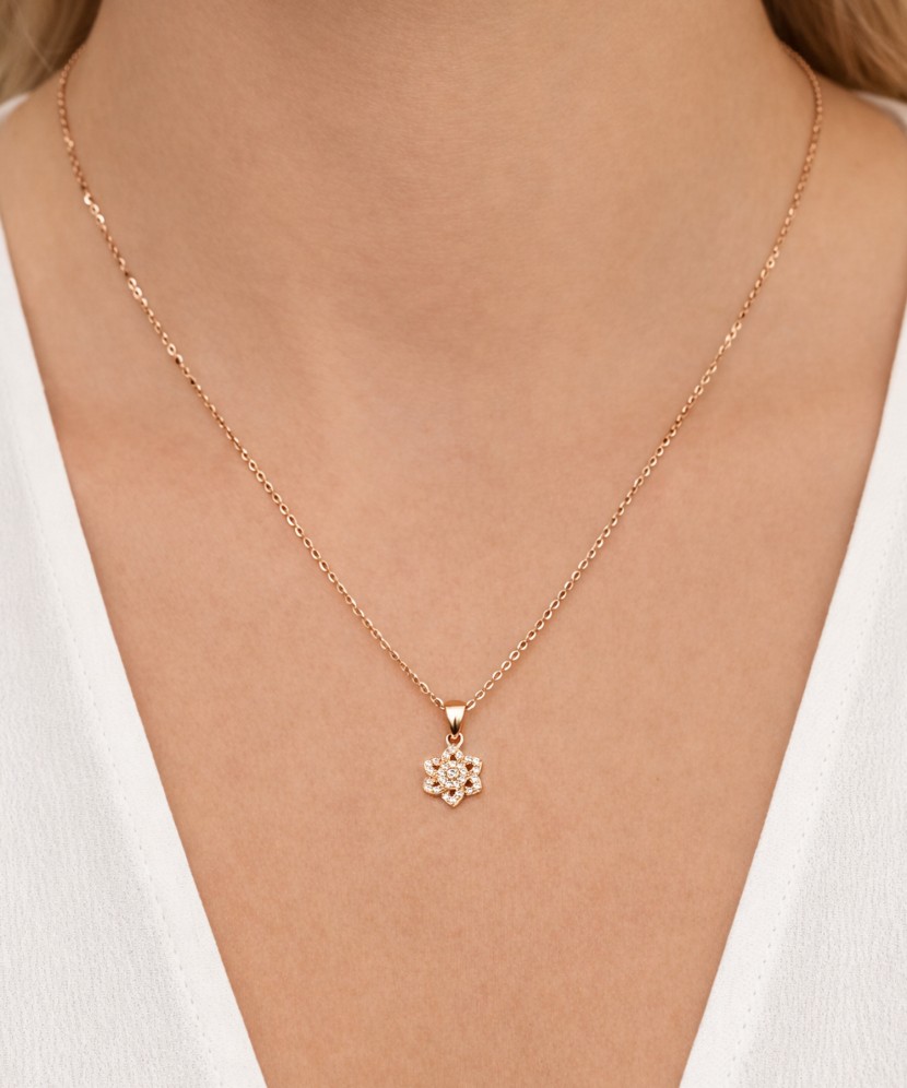 Gold pendant with zircons