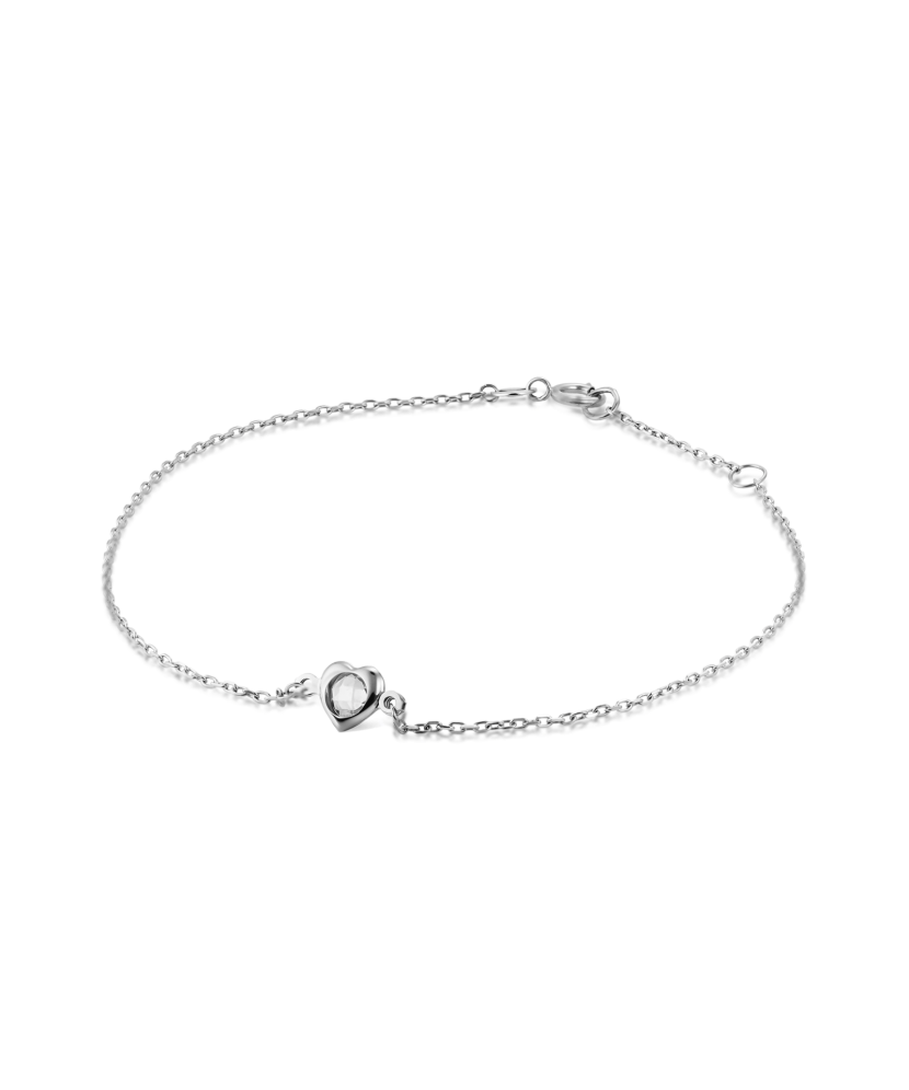 White gold bracelet with zircons "Heart"