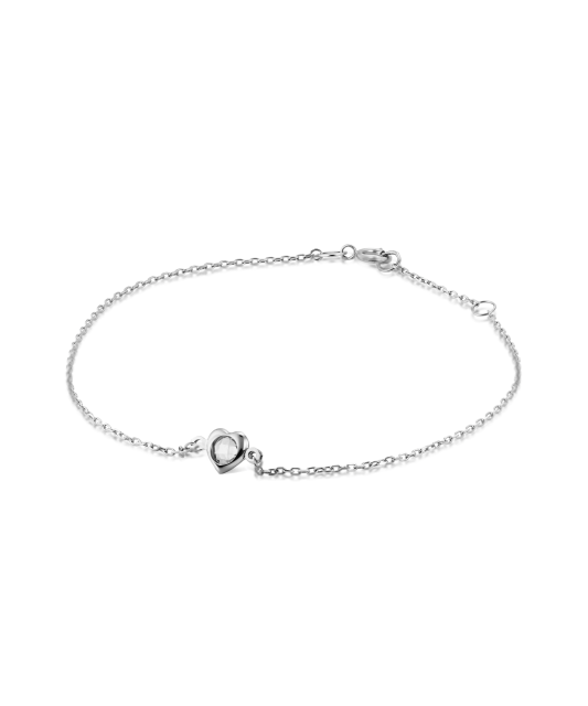 White gold bracelet with zircons "Heart"