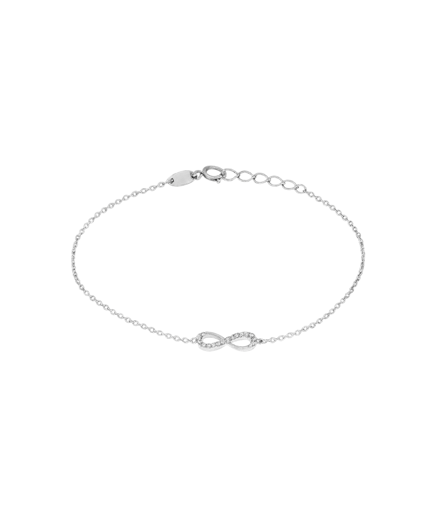 White gold bracelet with zircons "Infinity"
