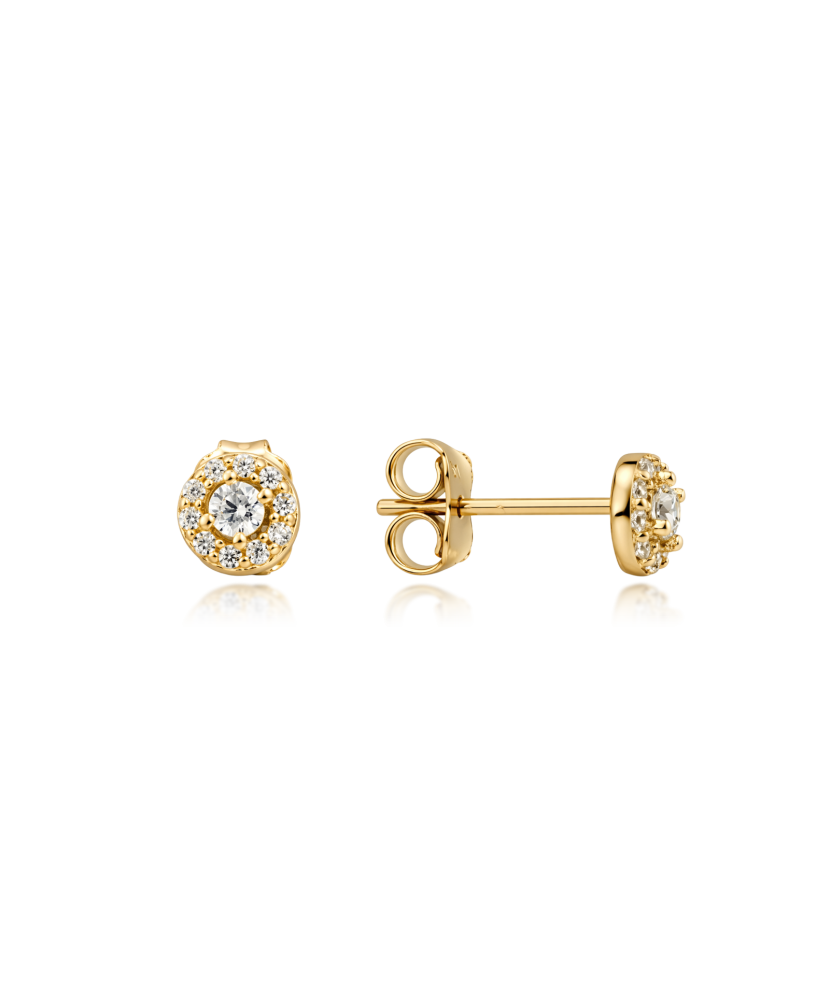 Yellow gold earrings with zircons