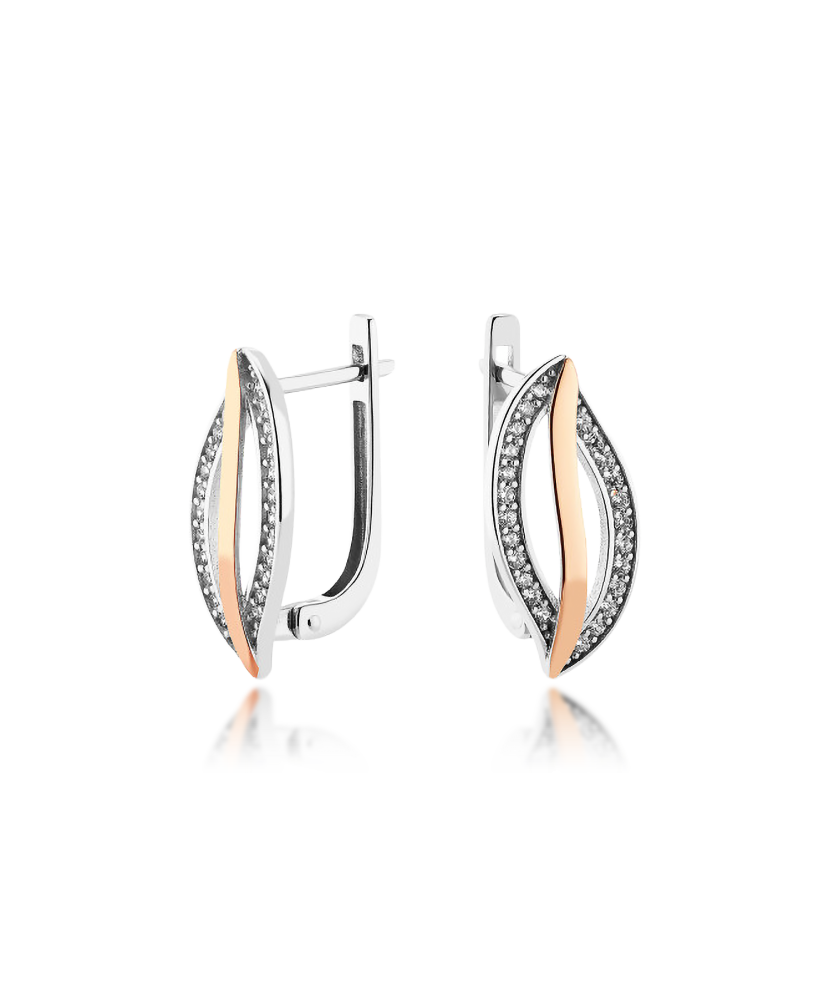 Sterling silver earrings gold plated with zircons