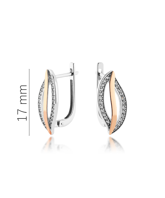 Hopeiset korvakorut peittää kullalla zirkoneilla