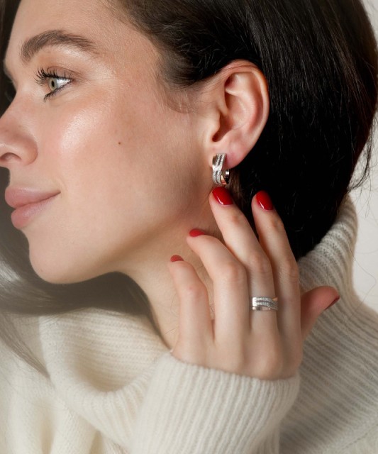 Sterling silver earrings gold plated with zircons