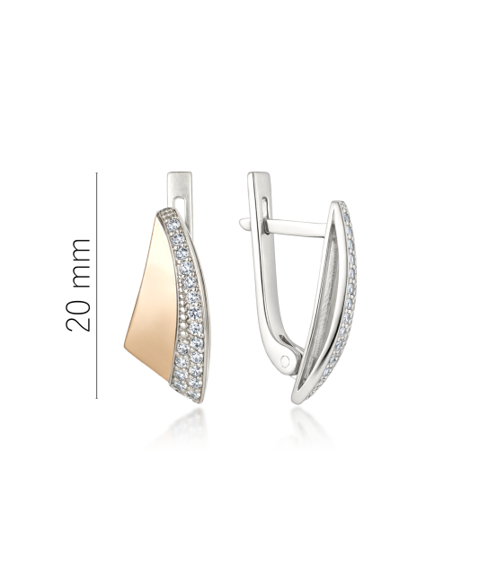 Sterling silver earrings gold plated with zircons