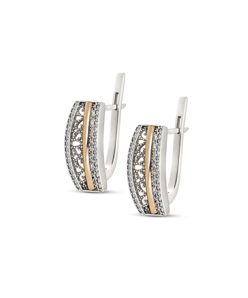 Sterling silver earrings gold plated with zircons