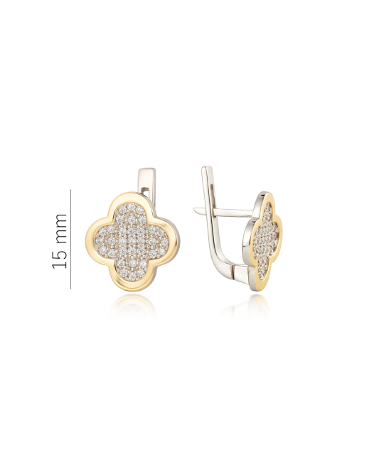 Sterling silver earrings gold plated with zircons