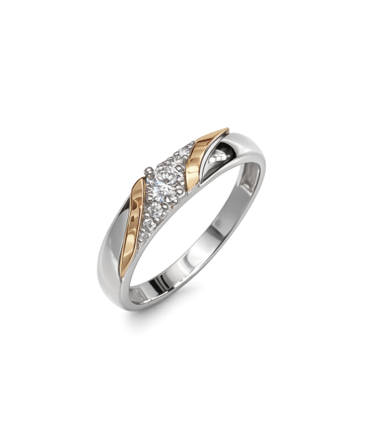 Sterling silver ring gold plated with zircons