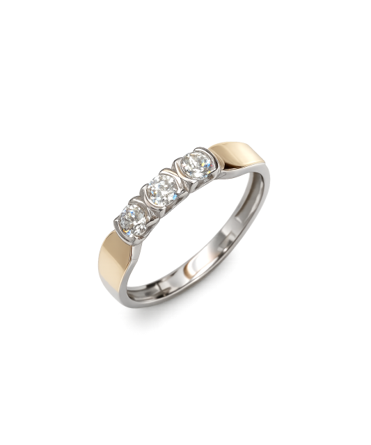 Sterling silver ring gold plated with zircons