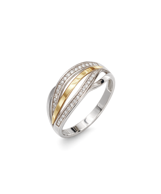 Sterling silver ring gold plated with zircons