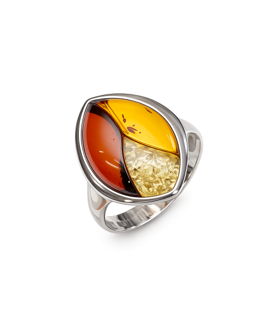 Sterling silver ring with amber