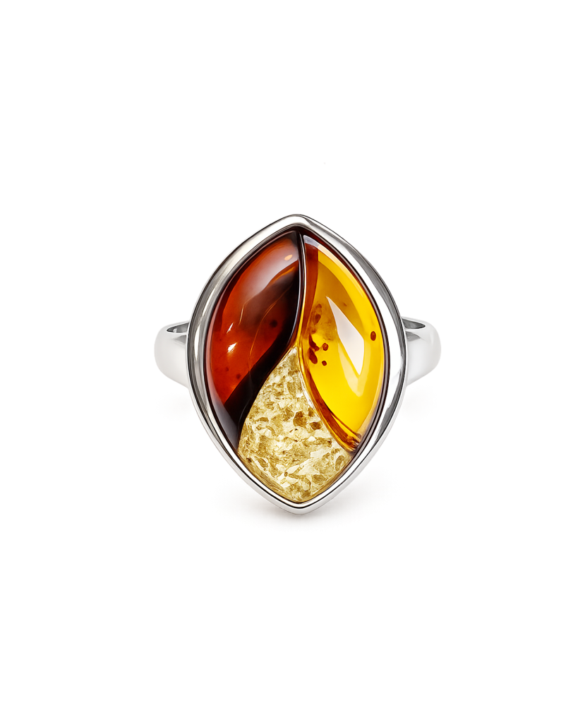 Sterling silver ring with amber