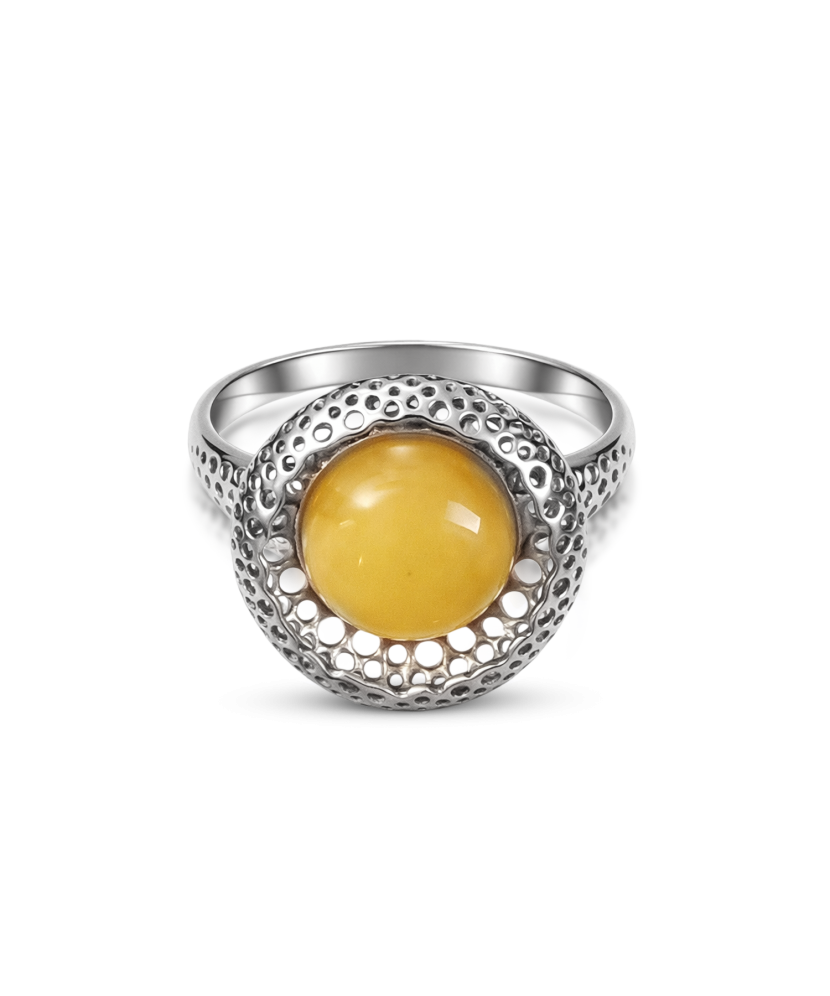 Sterling silver ring with amber