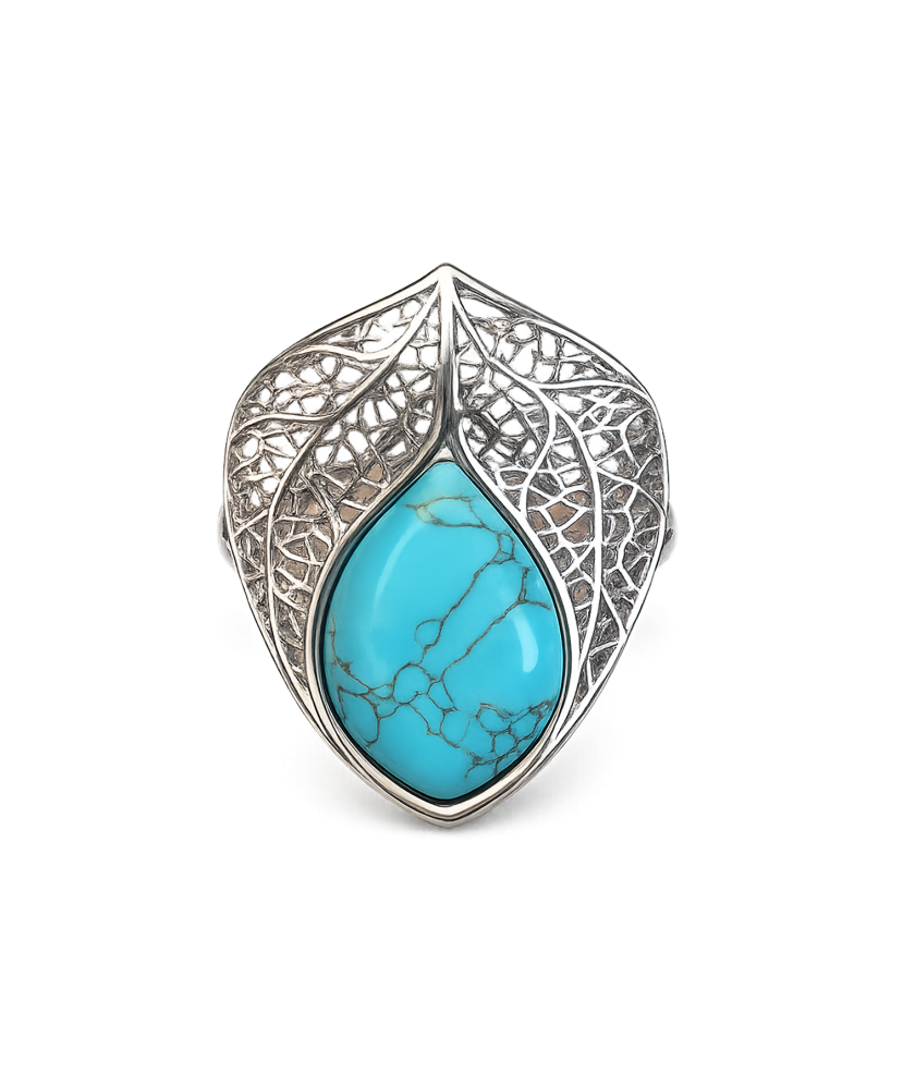 Hopeasormus turkoosilla